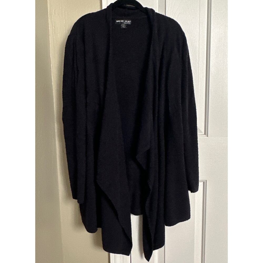 Barefoot Dreams CozyChic Lite Cardigan Charcoal‎ L XL Waterfall Drape Style 436